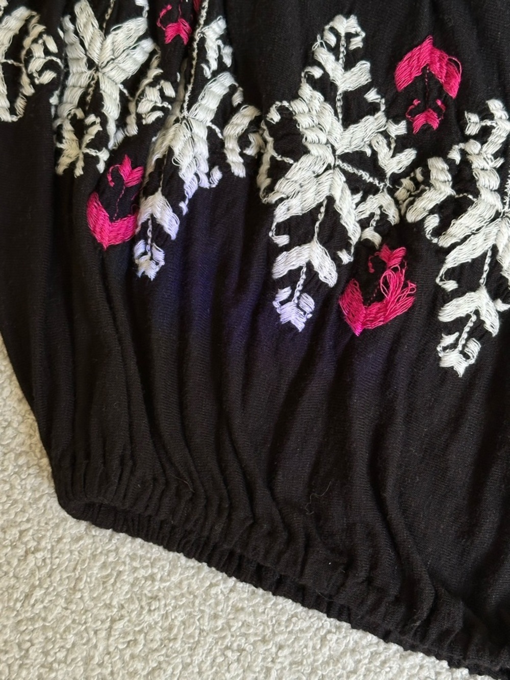 Free People New World Embroidered Cold Shoulder Airy Flowy Boho Top, Size S - Picture 8 of 11